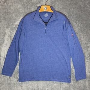 SCOTTeVEST Pullover Shirt Mens 2XL Blue SeV SJ QZIP 1/4 Zip Long Sleeve Pockets